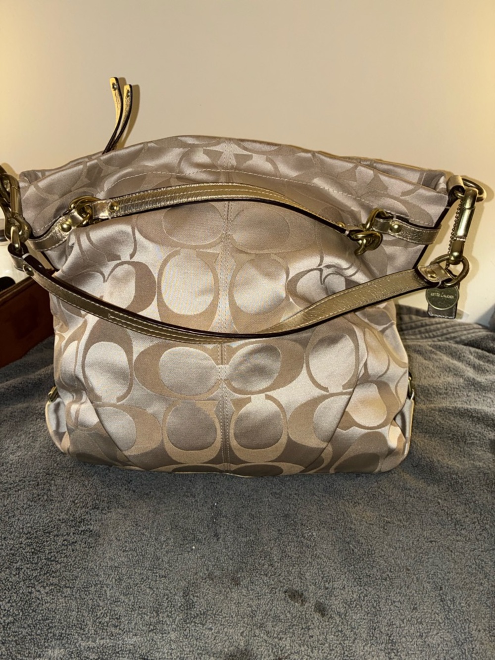 Coach Brooke Signature Khaki Sateen handbag in gold